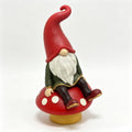 Gnome Statue Sitting on Red Mushroom, Hand-Painted Garden Gnome Figurine, Cute Faceless Dwarf Elf Ornament for Home Shelf Table Fireplace Decor, Christmas Thanksgiving Holiday Gift